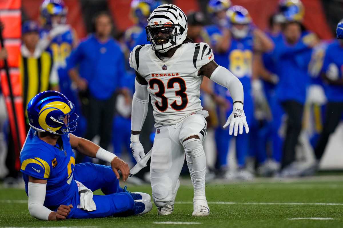 Matthew Stafford gets knocked to the ground by the Bengals' defense yet again.